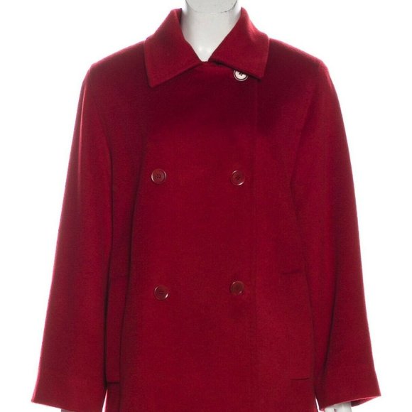 Max Mara Burgundy Red 100% Camel Hair Coat US 8 - Picture 1 of 8